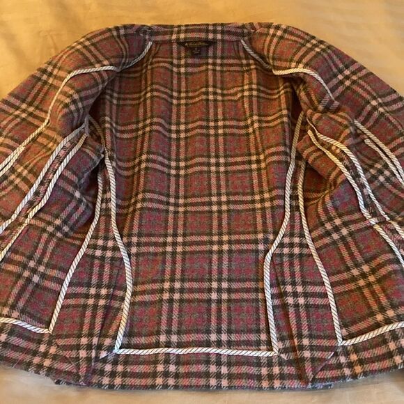 Brooks Brothers NWOT Women’s Plaid Italian Wool Blazer. Pink/gray. Size 0. - Picture 5 of 9